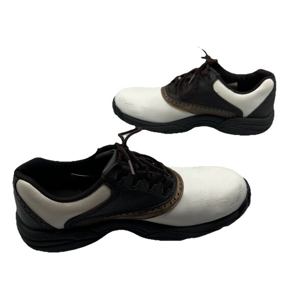 Footjoy Green Joys Size 7 M White Brown Saddle Oxford Leather Golf Shoes 45402 main image 5